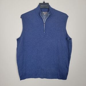 Peter Millar Crown Sport Quarter Zip Sweater Vest Mens XL Blue Golf Pullover